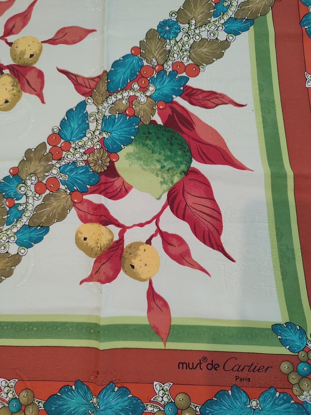 Cartier vintage floral silk Must de Cartier large scarf EUC - Picture 7 of 9
